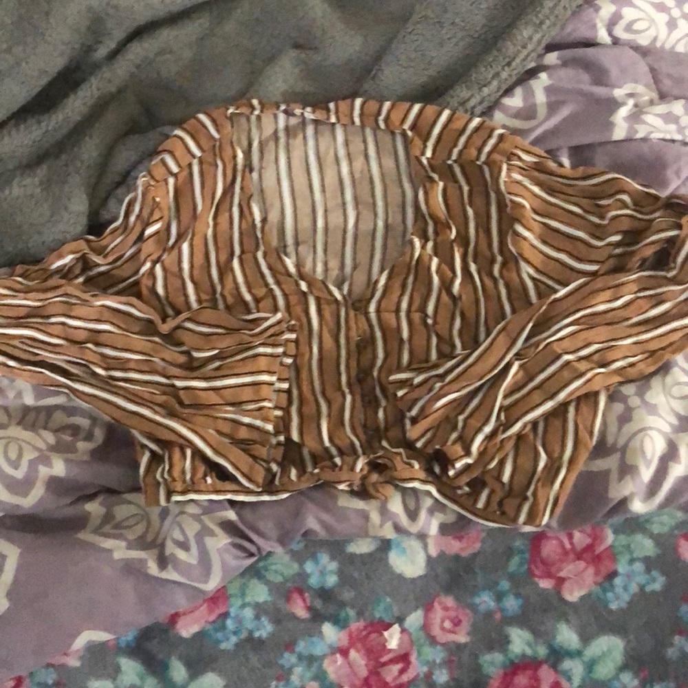 yellow striped crop top